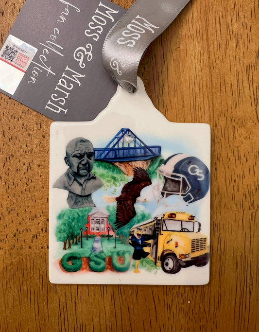 MOSS & MARSH - Porcelain Watercolor Collage Ornament