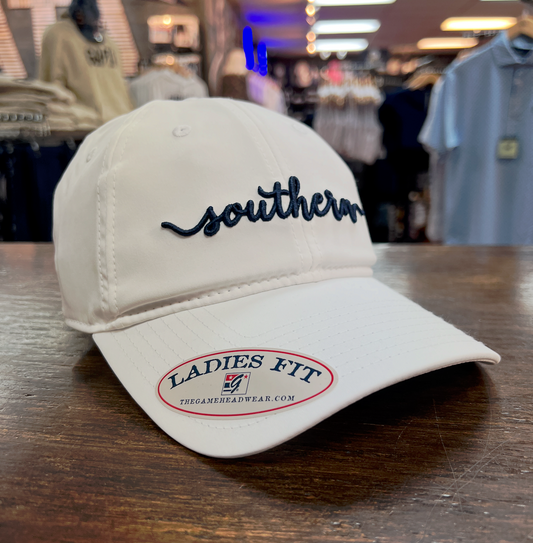 LADIES Performance Cap - White Southern Script