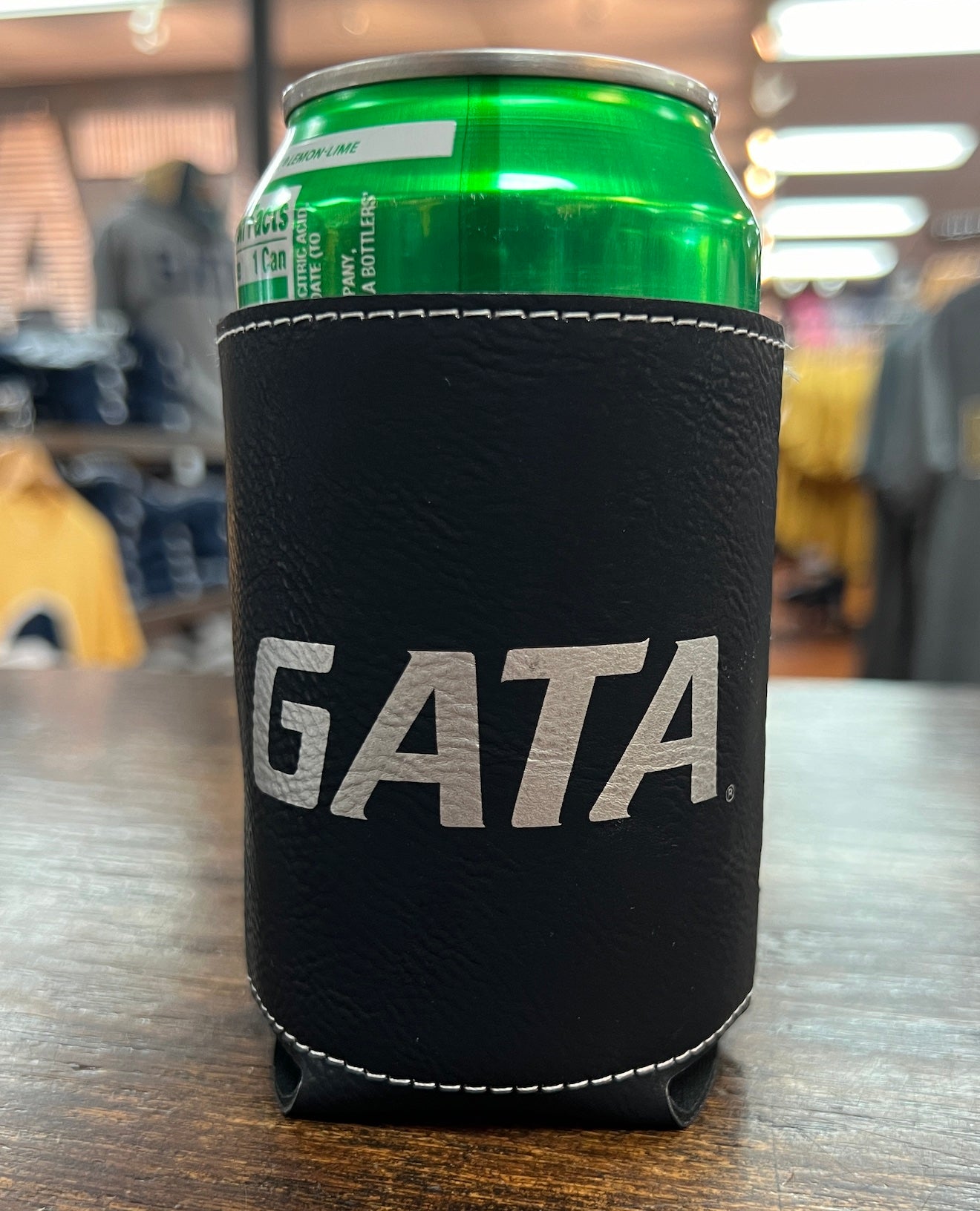 LEATHER Can Koozie - GATA Black