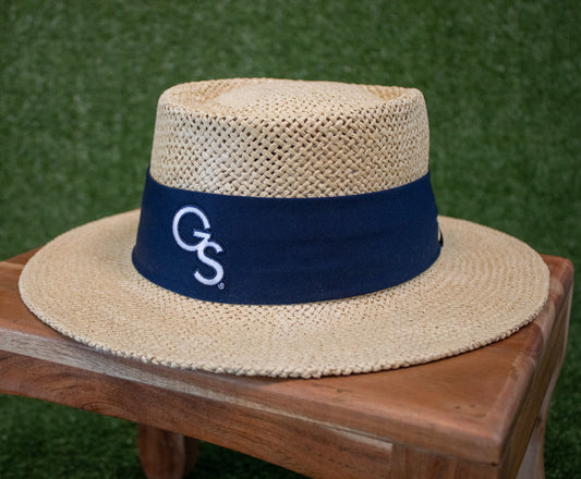 Straw Tournament Gambler Hat - Interlocking GS - Navy Band