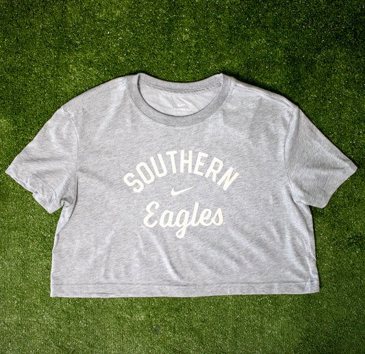 NIKE Ladies Dri-Fit Cotton Crop Tee - Heather Grey