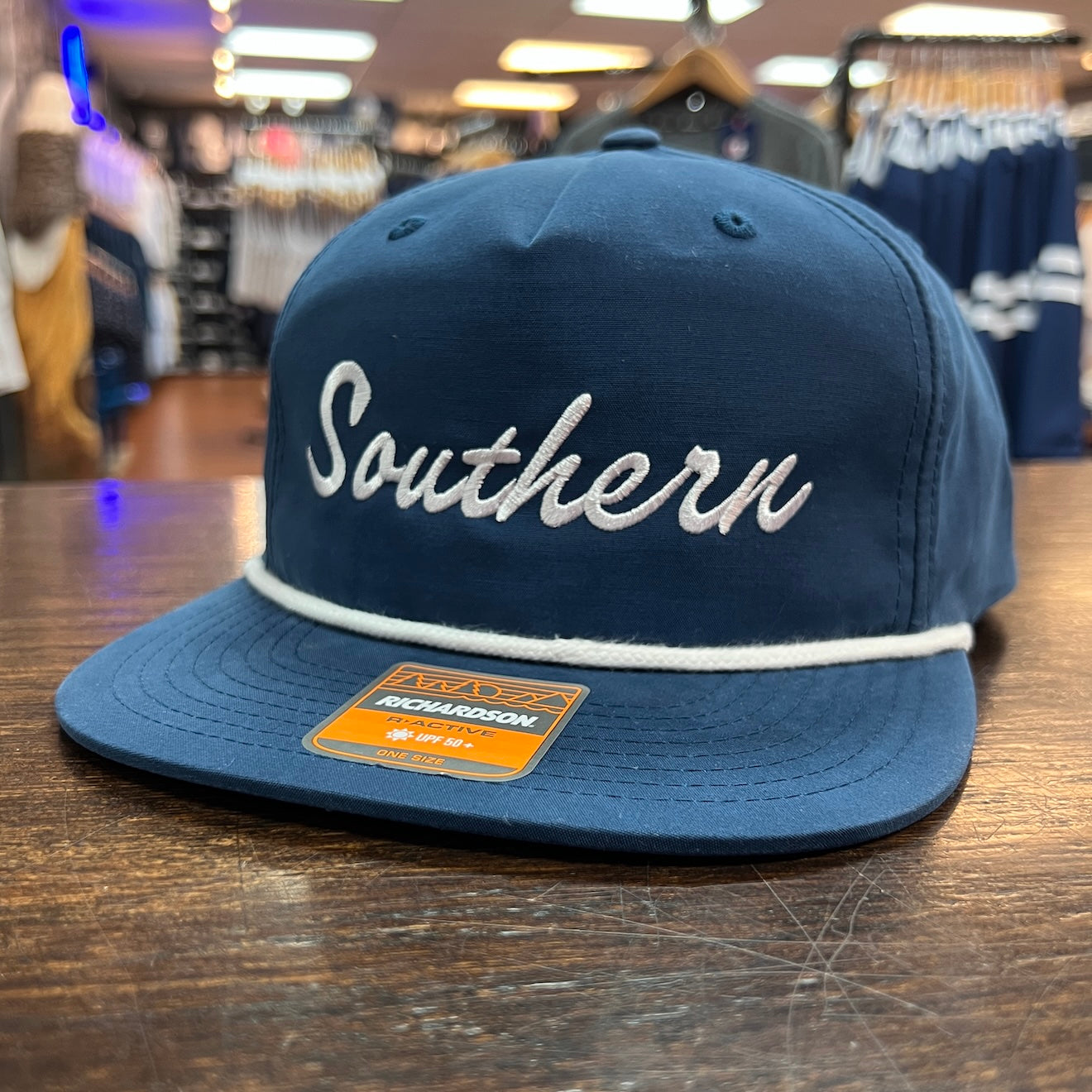 Richardson NAVY Nylon Rope Flat Bill Cap - Script Southern – Southern ...