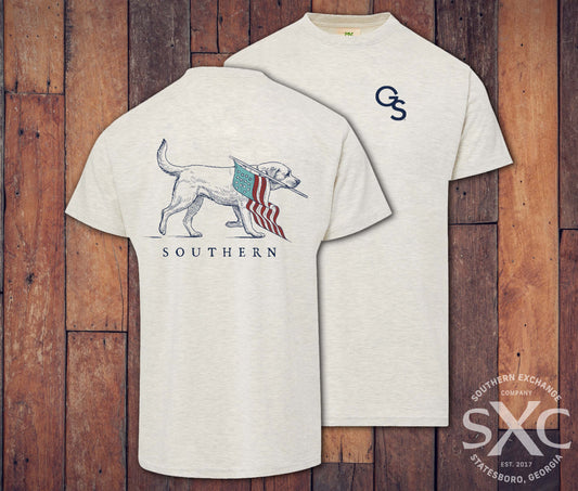 Southern Patriot Pup - Short Sleeve Oatmeal Tee
