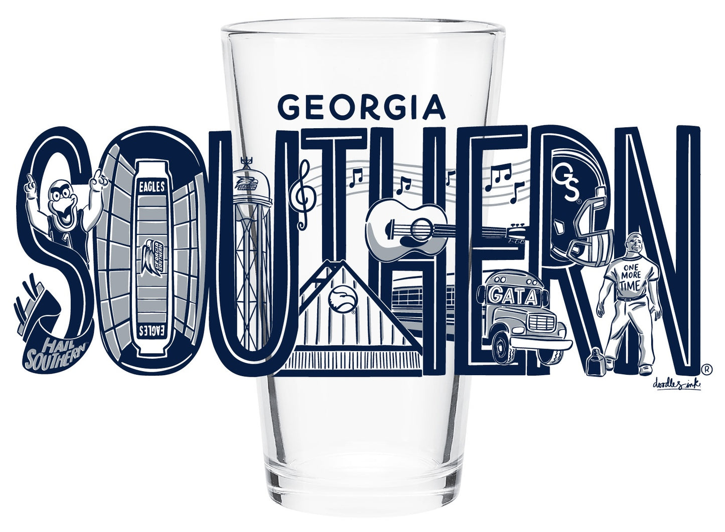 SOUTHERN Pint Glass by DOODLES INK