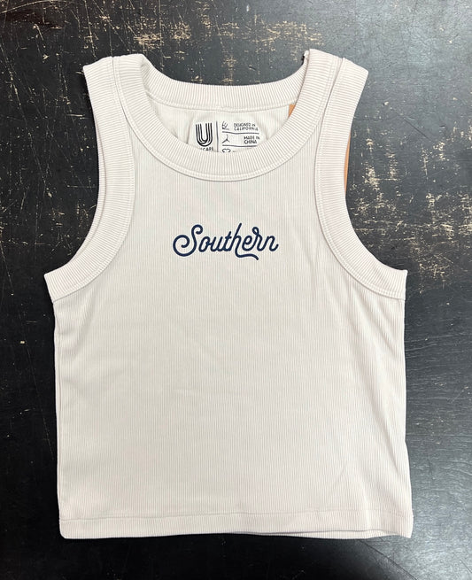 USCAPE - Women's Ribbed Tank - Southern Script Bone