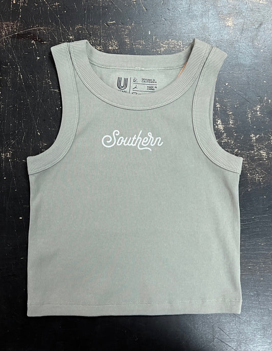 USCAPE - Women's Ribbed Tank - Southern Script Eucalyptus