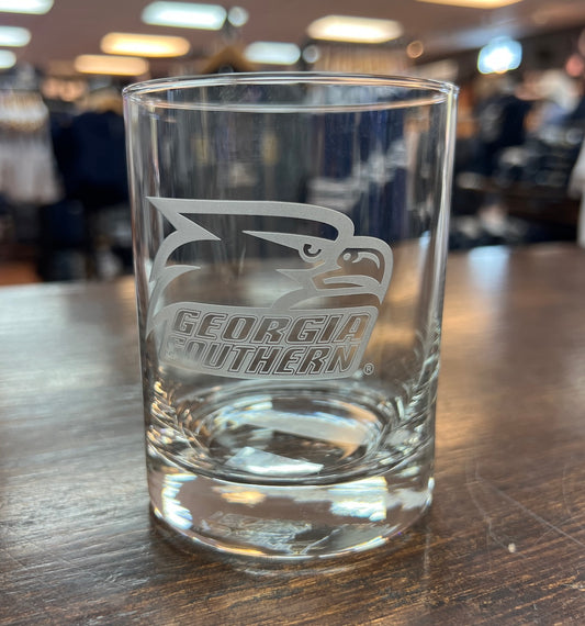 Heavy Etched Rocks Glass - Athletic Eagle