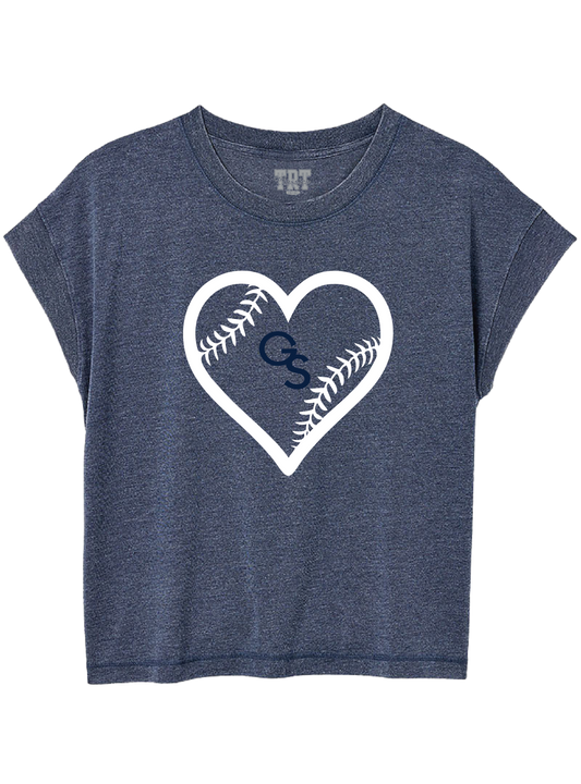 GS Baseball Ladies Drop Shoulder Vintage Tee - Heather Navy