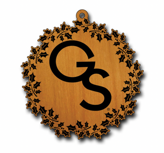 Wooden Etched Ornament - Interlocking GS Wreath