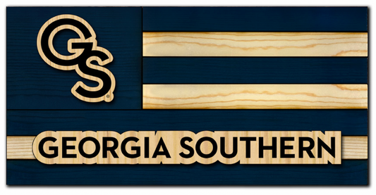 Laser Etched Wood Flag - Interlocking GS