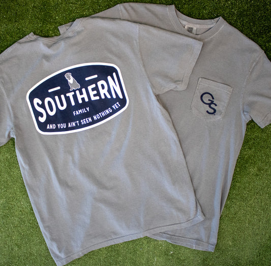 Southern Family - Comfort Colors Pocket Tee Grey