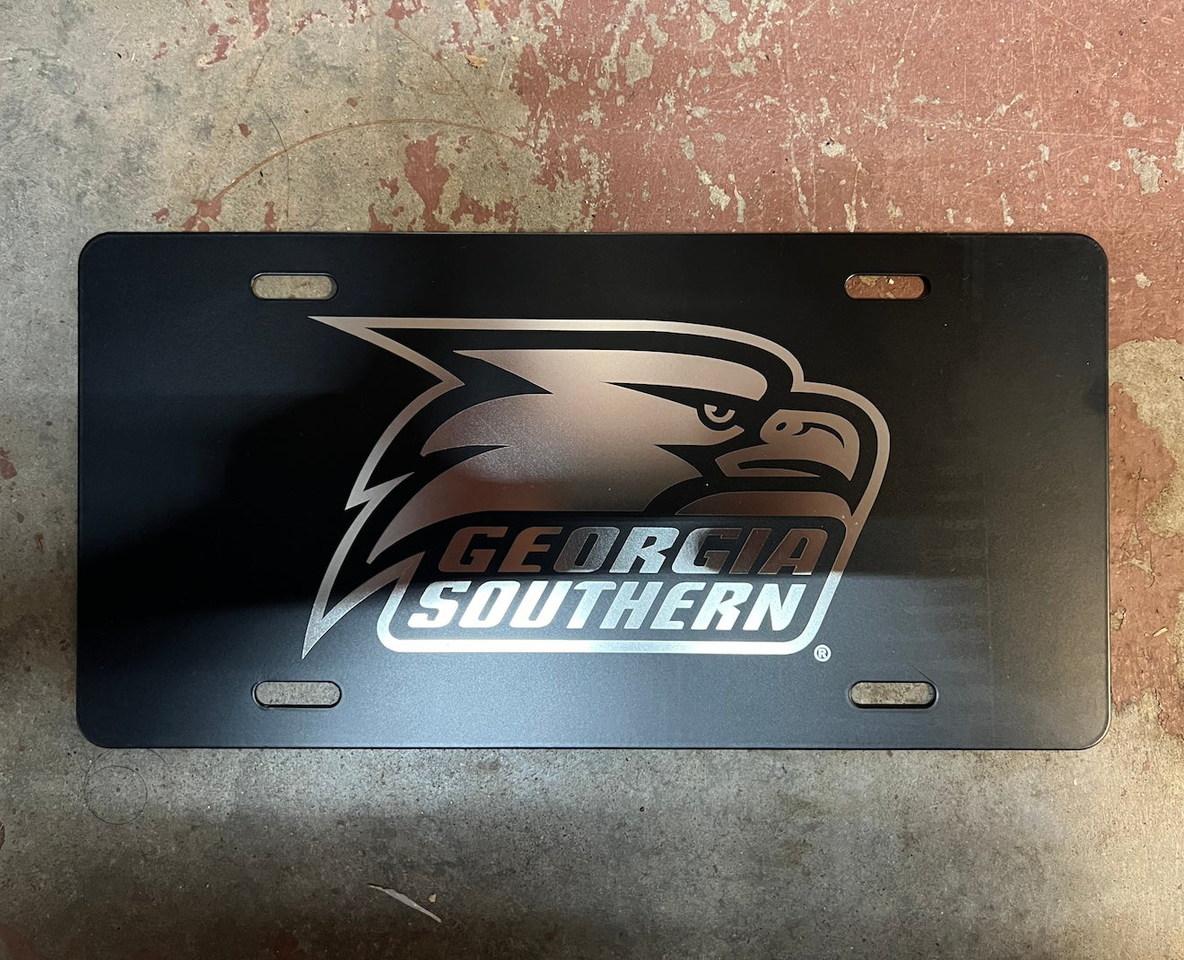 Stainless Steel License Plate - Athletic Eagle Head
