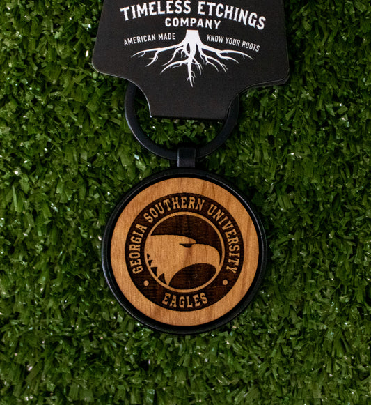 Laser Etched Wood Key Chain - Academic Round