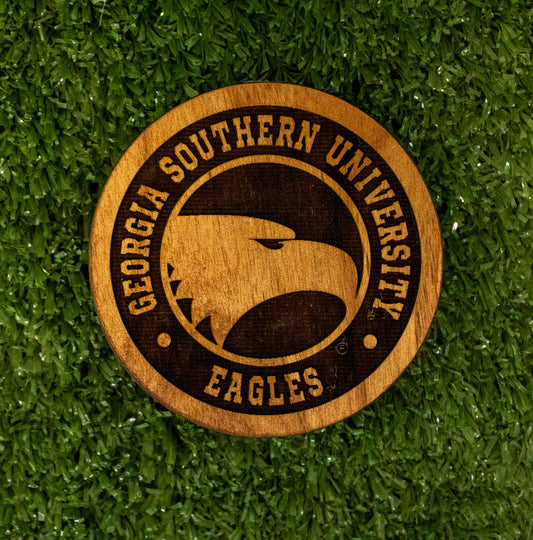 Laser Etched Wood Magnet - Round Academic
