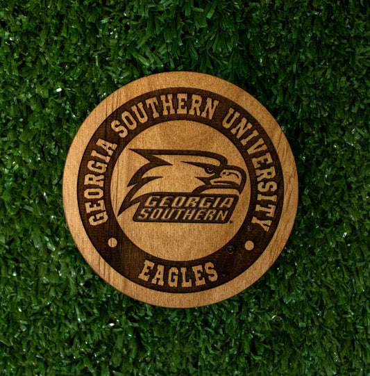 Laser Etched Wood Magnet - Round Athletic