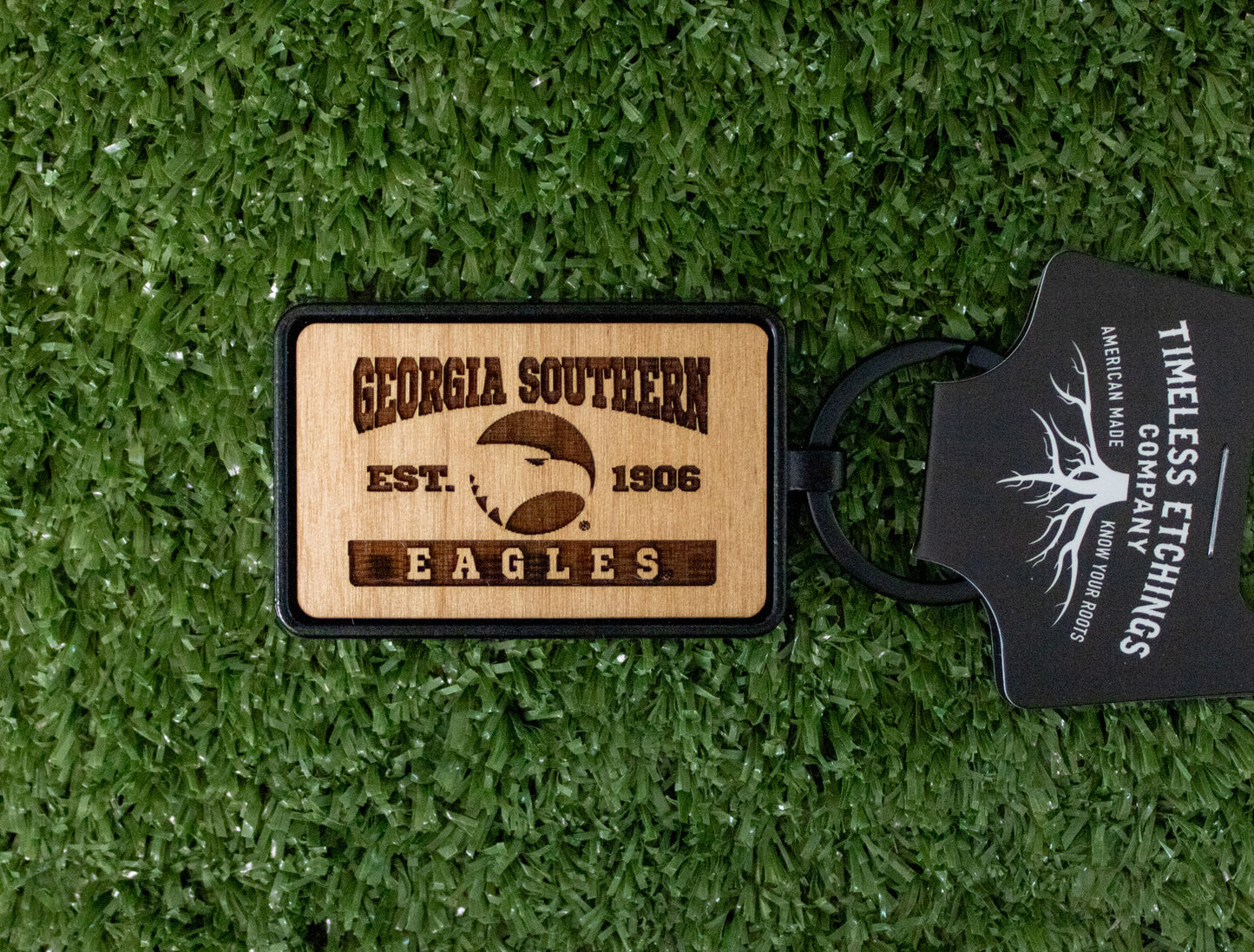 Laser Etched Wood Key Chain - Academic Rectangle