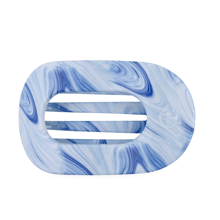 TELETIES - Large Flat Round Hair Clip - Tide & True Blue