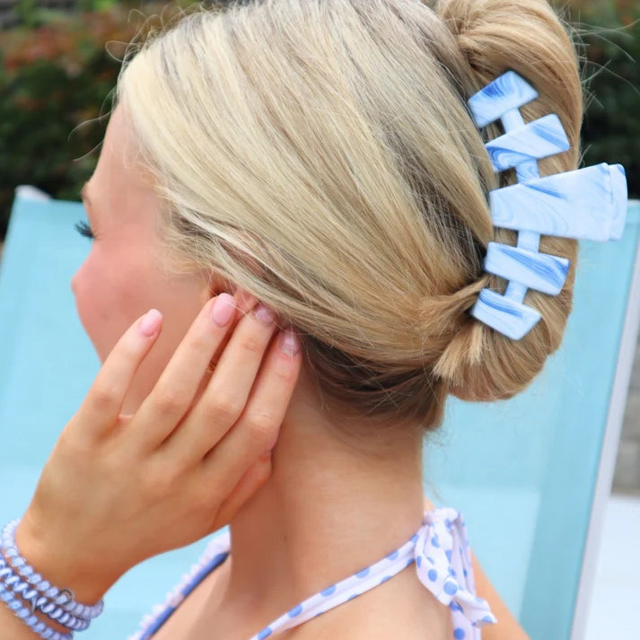TELETIES - Large Classic Hair Clip - Tide & True Blue