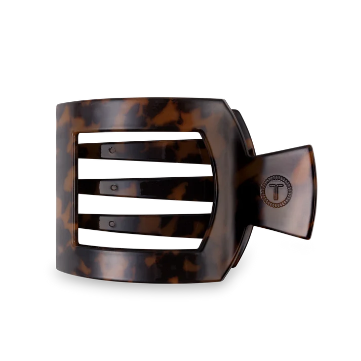 TELETIES - Large Flat Square Hair Clip - Tortoise