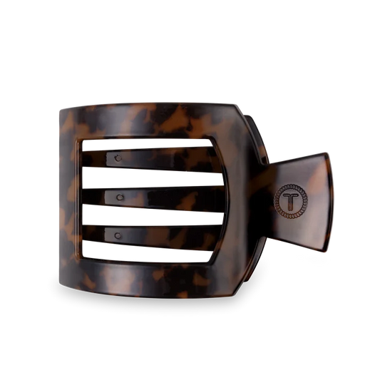 TELETIES - Large Flat Square Hair Clip - Tortoise