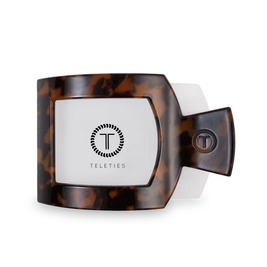 TELETIES - Large Flat Square Hair Clip - Tortoise