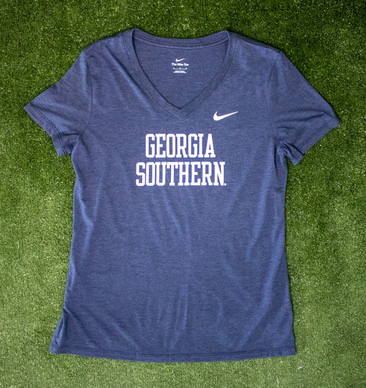 NIKE Ladies Tri-Blend Mid V Tee - Navy Heather