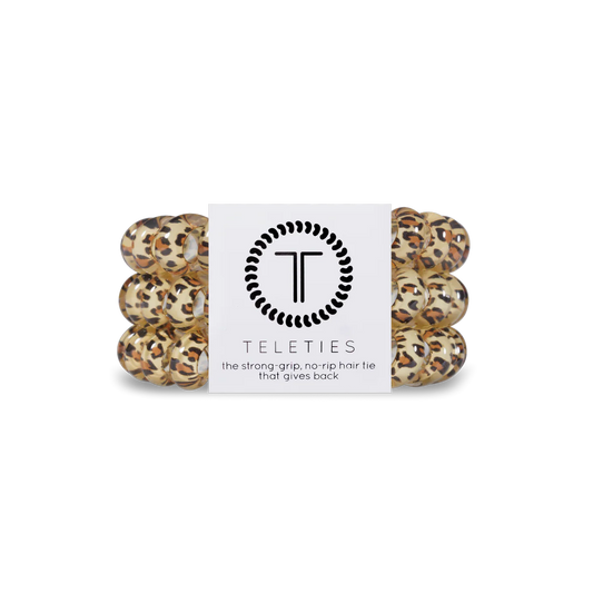 TELETIES - Large Hair Ties (3 pack) - Leopard Print