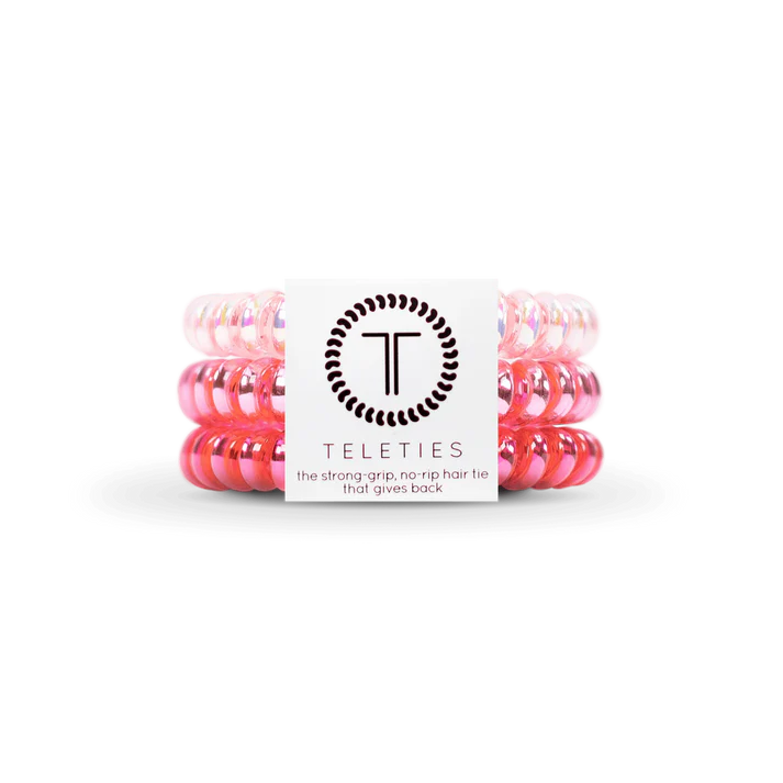 TELETIES - Small Hair Ties (3 pack) - Think Pink