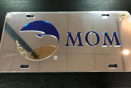 Mom Reflective Silver Laser Cut License Tag