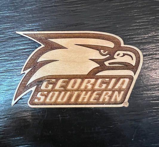 Laser Etched Wood Magnet - Athletic Eagle Head