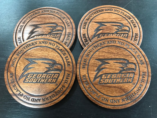 Wooden Coasters Set - Athletic Eagle - Cherry