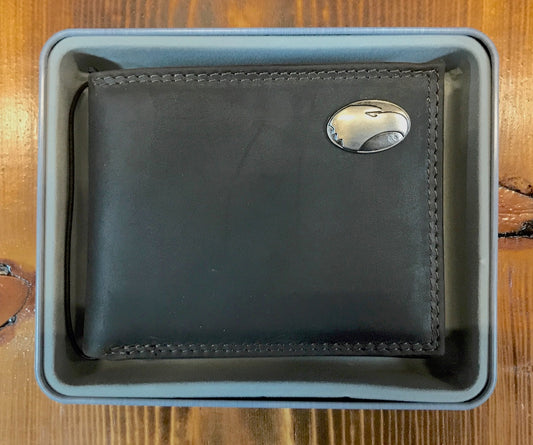 Bill Fold Pass Case Wallet - Leather with Metal Concho