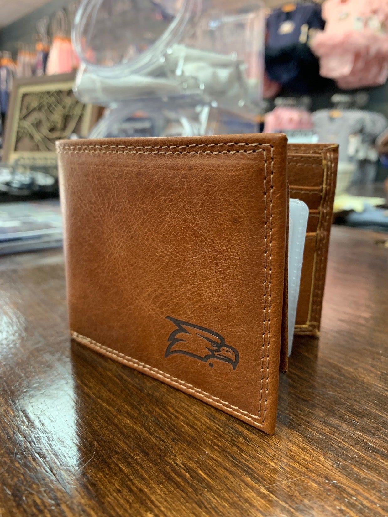 Billfold Wallet - Tan Leather with Embossed Logo