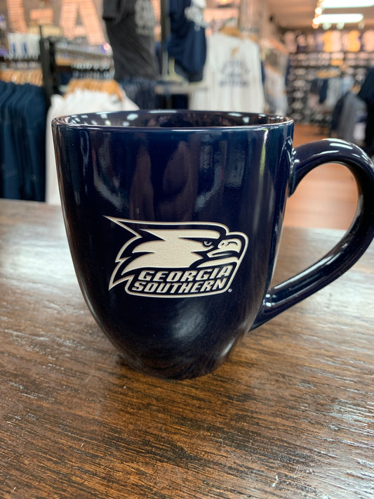 Etched Ceramic Coffee Mug - Navy Athletic Eagle Head