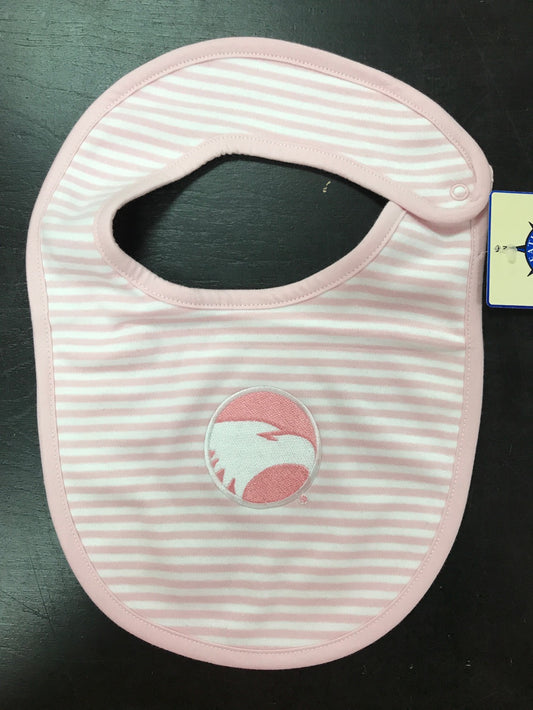 Pink Striped Bib With Snap Closure - Academic Logo