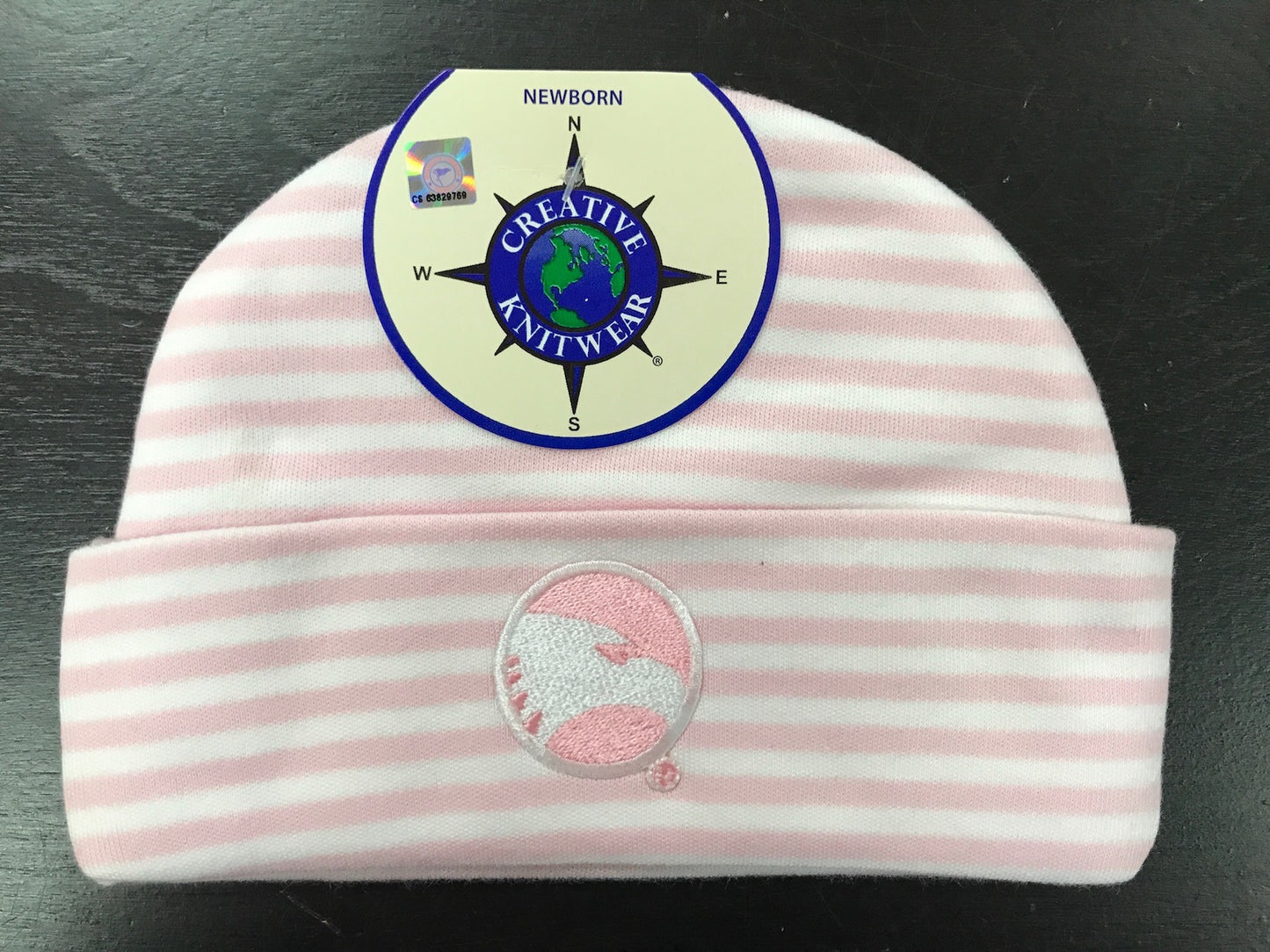 Newborn Pink Stripe Knit Cap - Academic