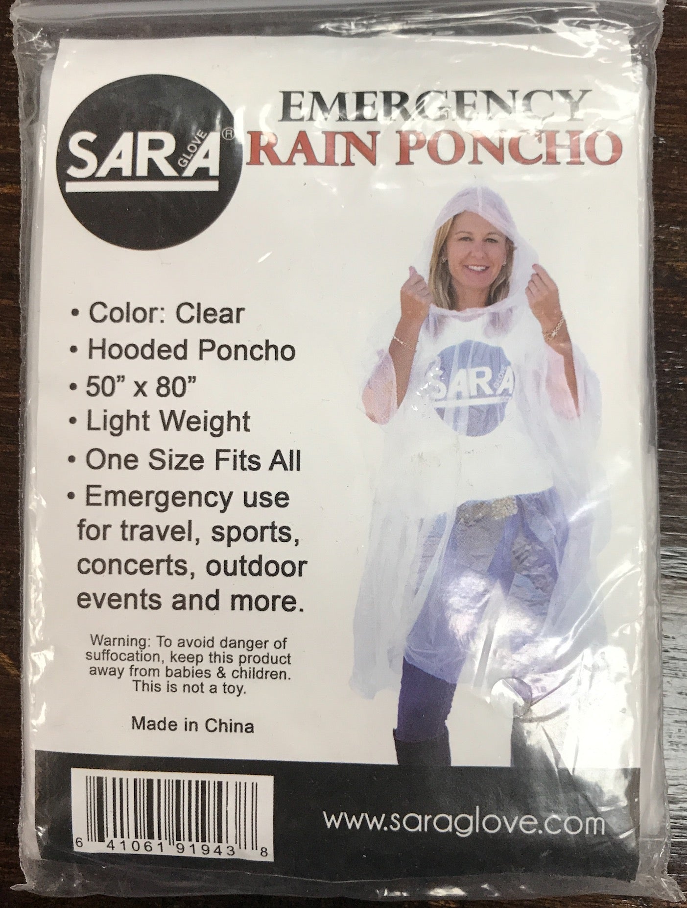 Clear Hooded Poncho - One Size Fits All