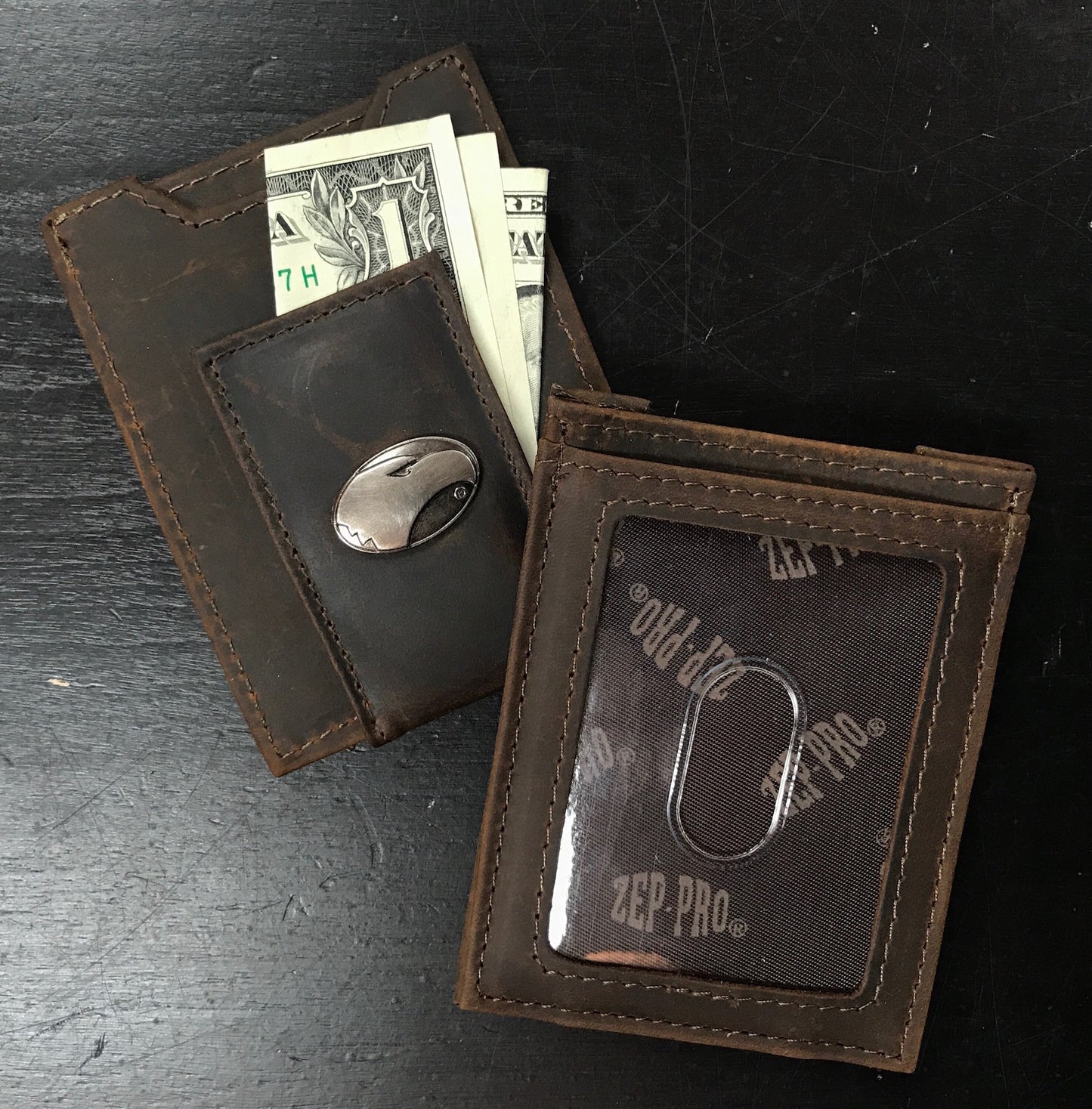 Front Pocket Wallet - Leather with Metal Concho