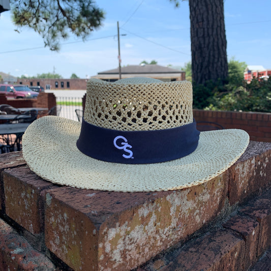 Straw Gambler Hat - Interlocking GS