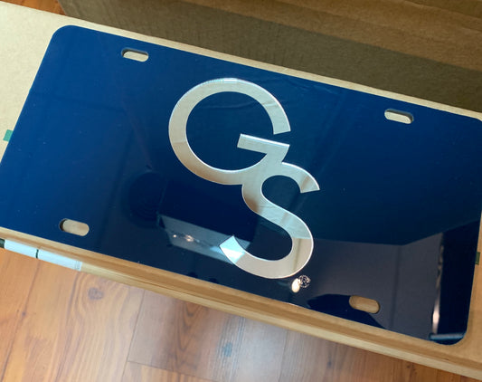 Interlocking GS Reflective Laser Cut License Plate - NAVY