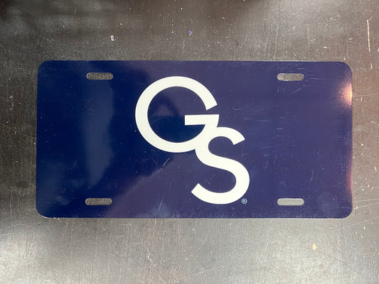 Aluminum License Plate - Interlocking GS Blue