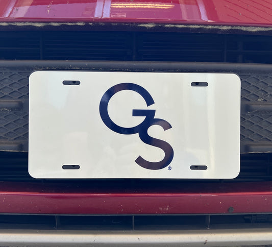 Aluminum License Plate - Interlocking GS White