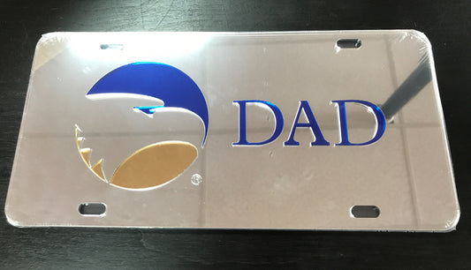 Dad Reflective Silver Laser Cut License Tag