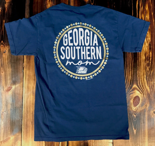 Mom Circle Dot - Navy Pre-Shrunk Tee