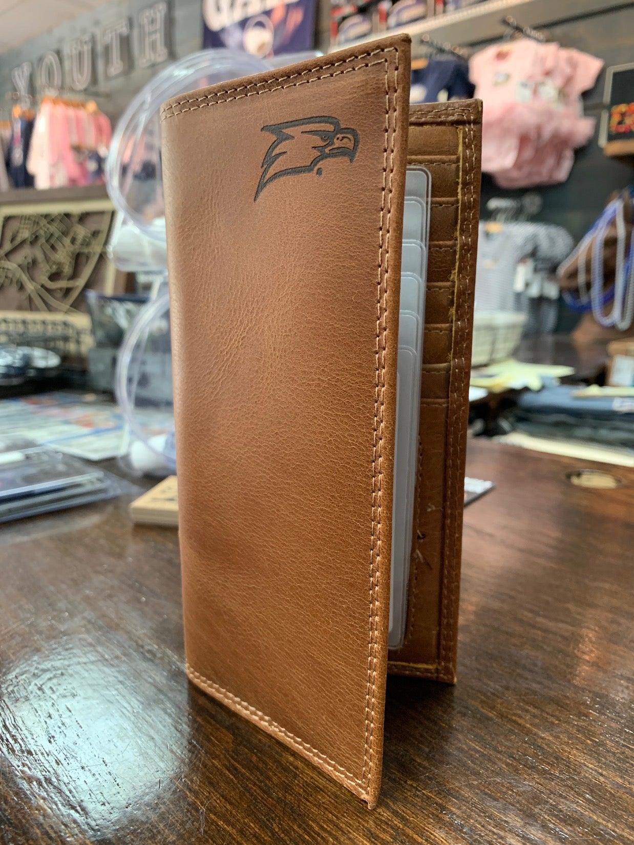 Roper Wallet - Tan Leather with Embossed Logo – Southern Exchange Company