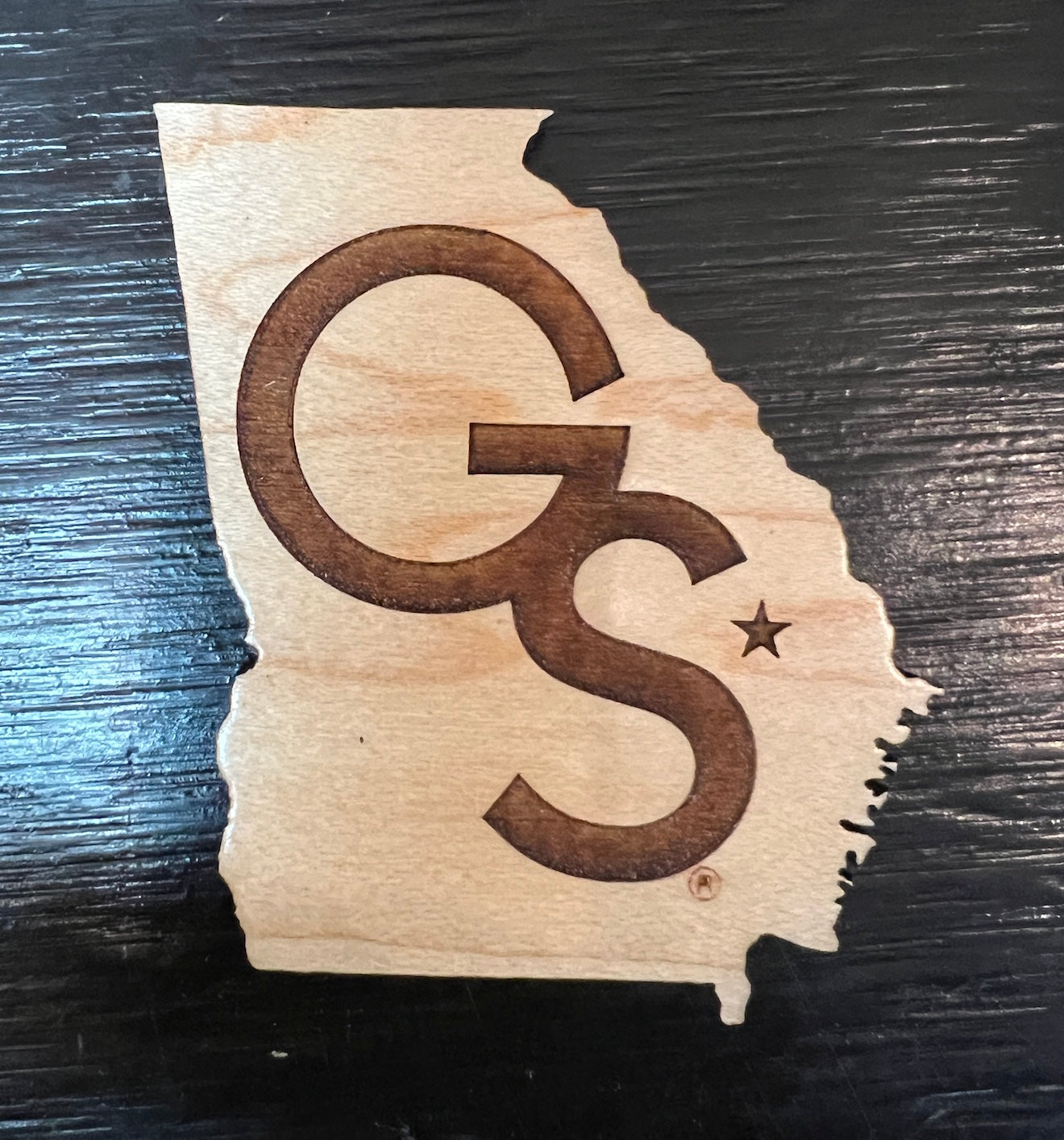 Laser Etched Wood Magnet - State Interlocking GS