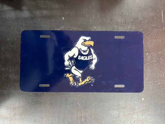 Aluminum License Plate - Strutting Eagle Blue