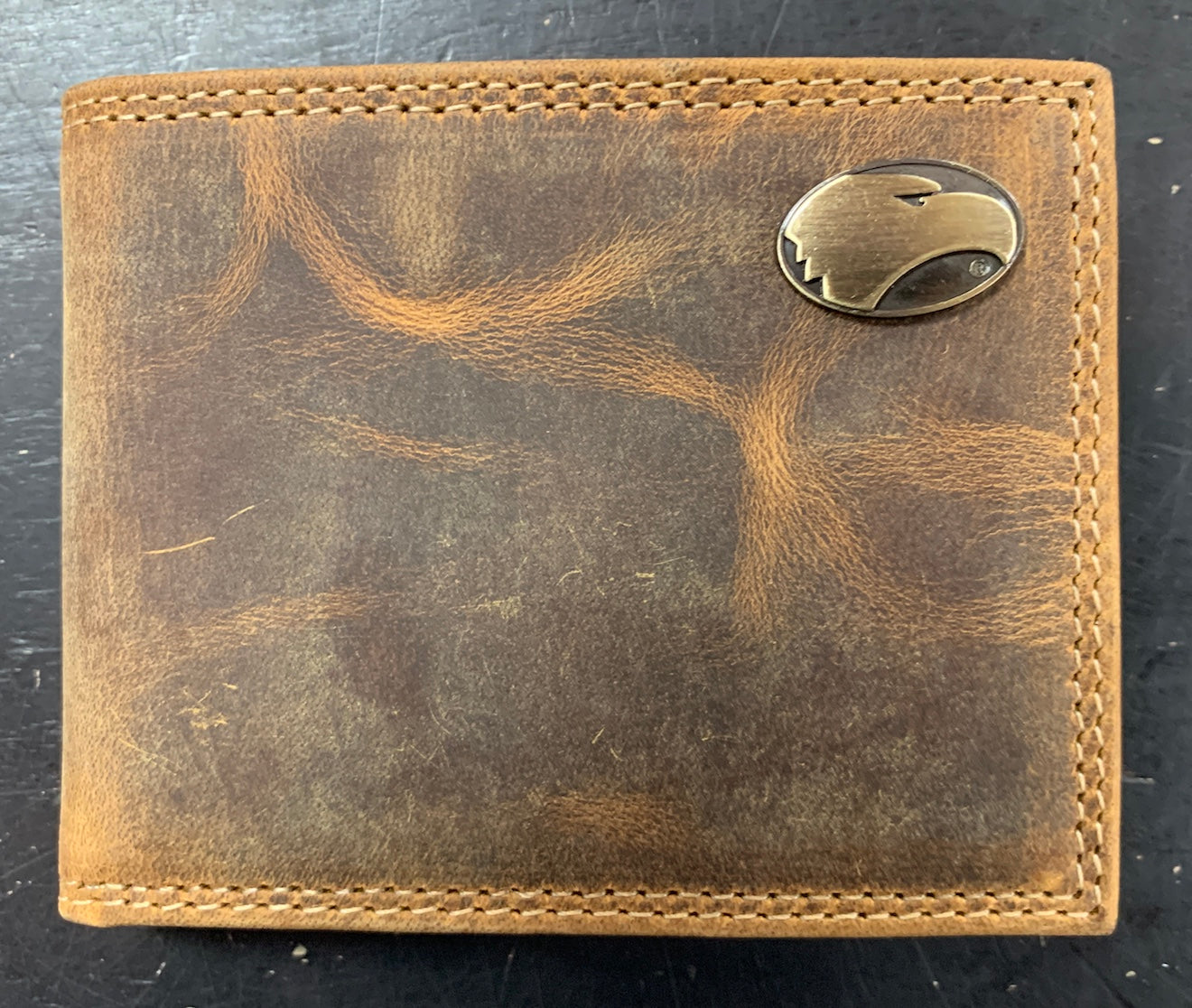 Bill Fold Passcase Wallet - Vintage Tan Crazy Horse Leather